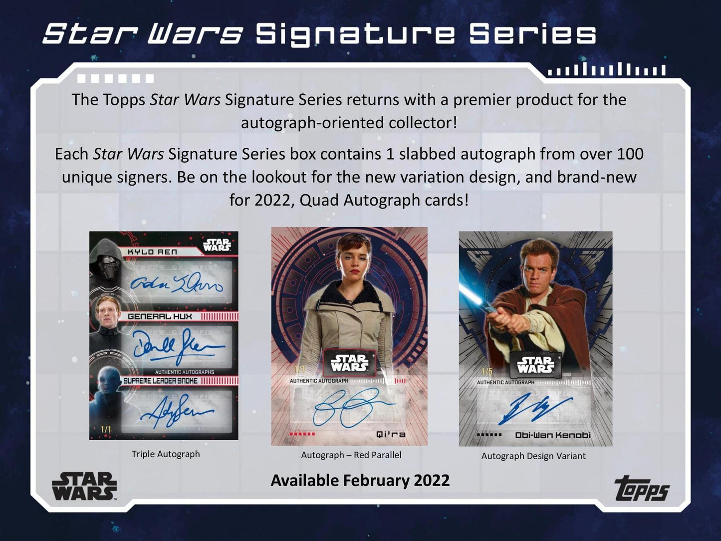 2022 Topps Star Wars Signature Series Box - Columbia Hobby - Sports Card Boxes - Toploaders - Card Savers