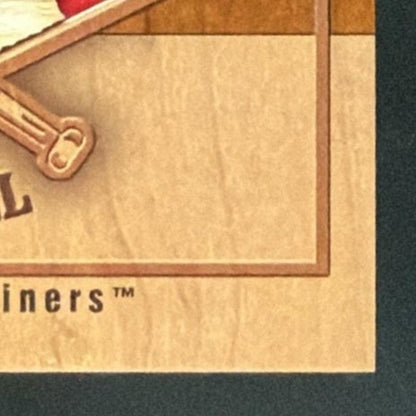 2001 SP Game Bat Milestone Piece of the Action Ken Griffey Jr. Bat card - front bottom right corner close-up