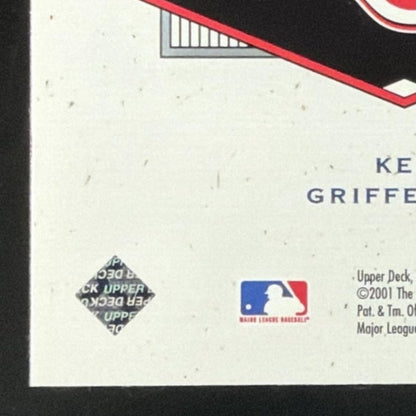 2001 SP Authentic UD Exclusives Ken Griffey Jr. Jersey /243 card - back bottom left corner close-up