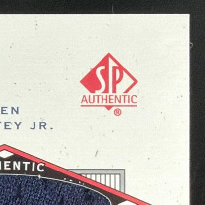 2001 SP Authentic UD Exclusives Ken Griffey Jr. Jersey /243 card - front top right corner close-up