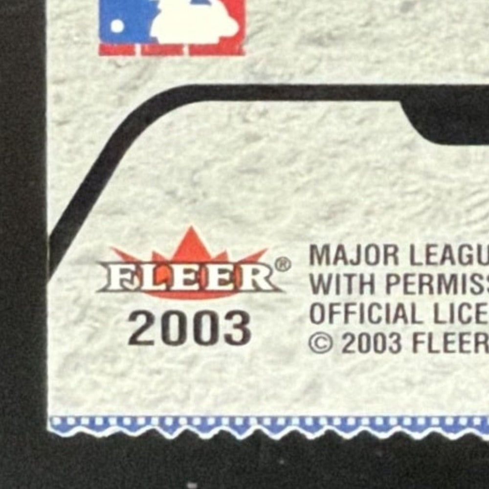 2003 Fleer Authentix Derek Jeter Bat card - back bottom left corner close-up