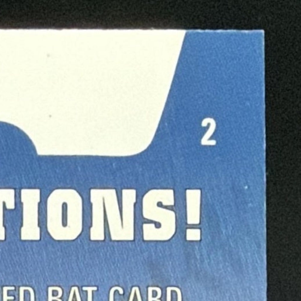 2003 Fleer Authentix Derek Jeter Bat card - back top right corner close-up