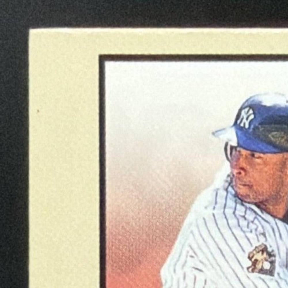 2002 Flair Power Tools Dual Bernie Williams / Derek Jeter Bat card - front top left corner close-up
