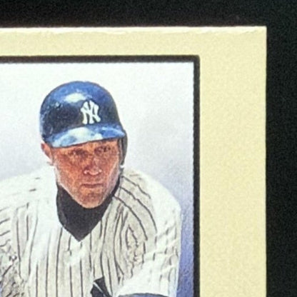 2002 Flair Power Tools Dual Bernie Williams / Derek Jeter Bat card - front top right corner close-up