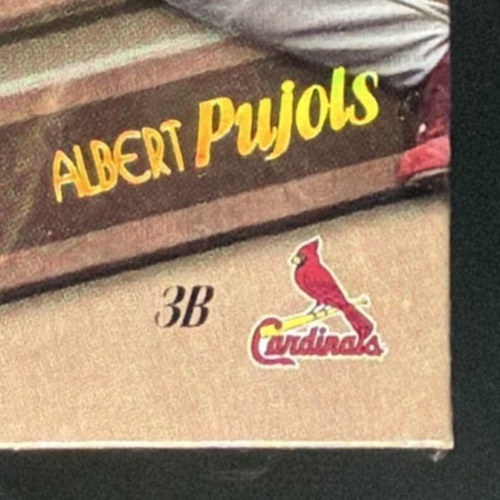 2001 Donruss Class of 2001 Final Rewards Albert Pujols Bat /125 card - front bottom right corner close-up