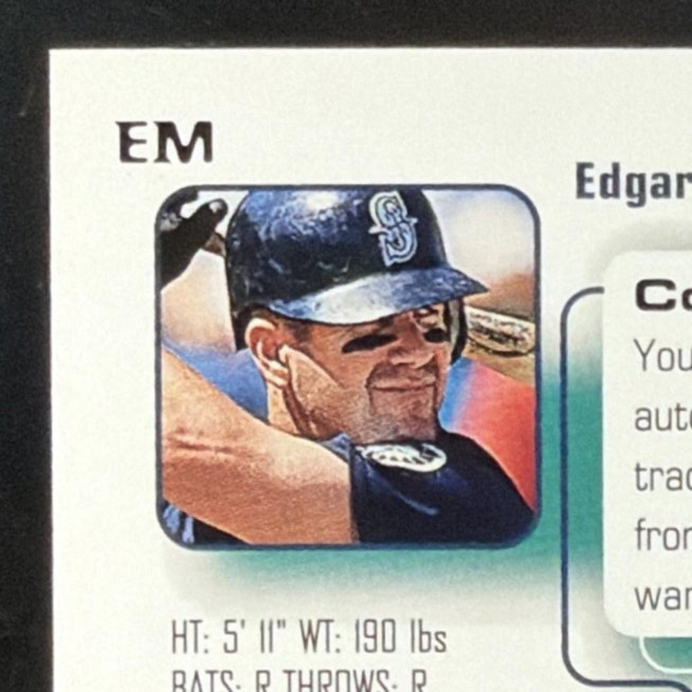 1999 SP Signature Edition Edgar Martinez Auto card - back top left corner close-up