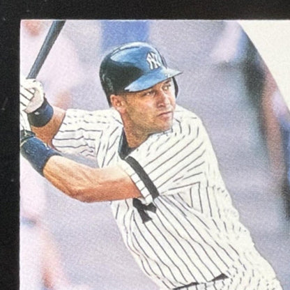 2001 Fleer Premium Performers Game Base Derek Jeter Base /150 card - back top left corner close-up
