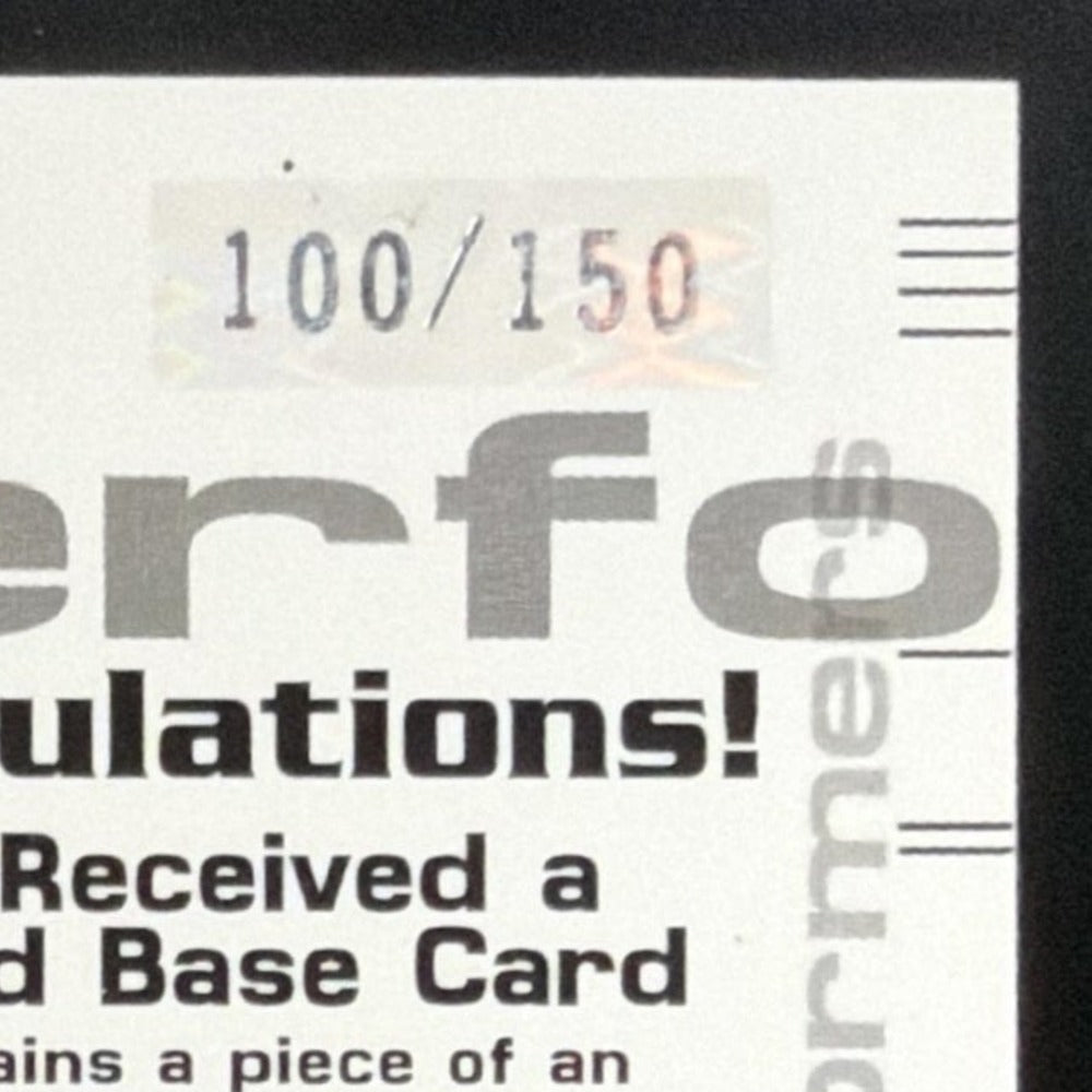 2001 Fleer Premium Performers Game Base Derek Jeter Base /150 card - back top right corner close-up