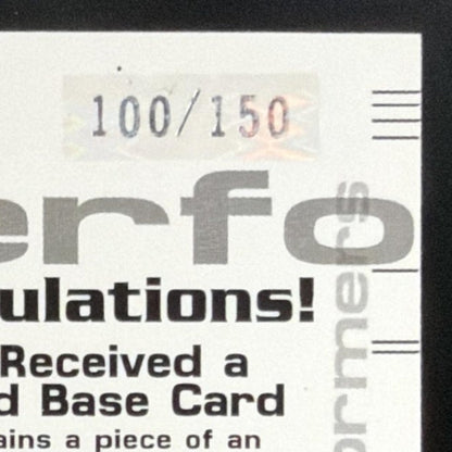 2001 Fleer Premium Performers Game Base Derek Jeter Base /150 card - back top right corner close-up