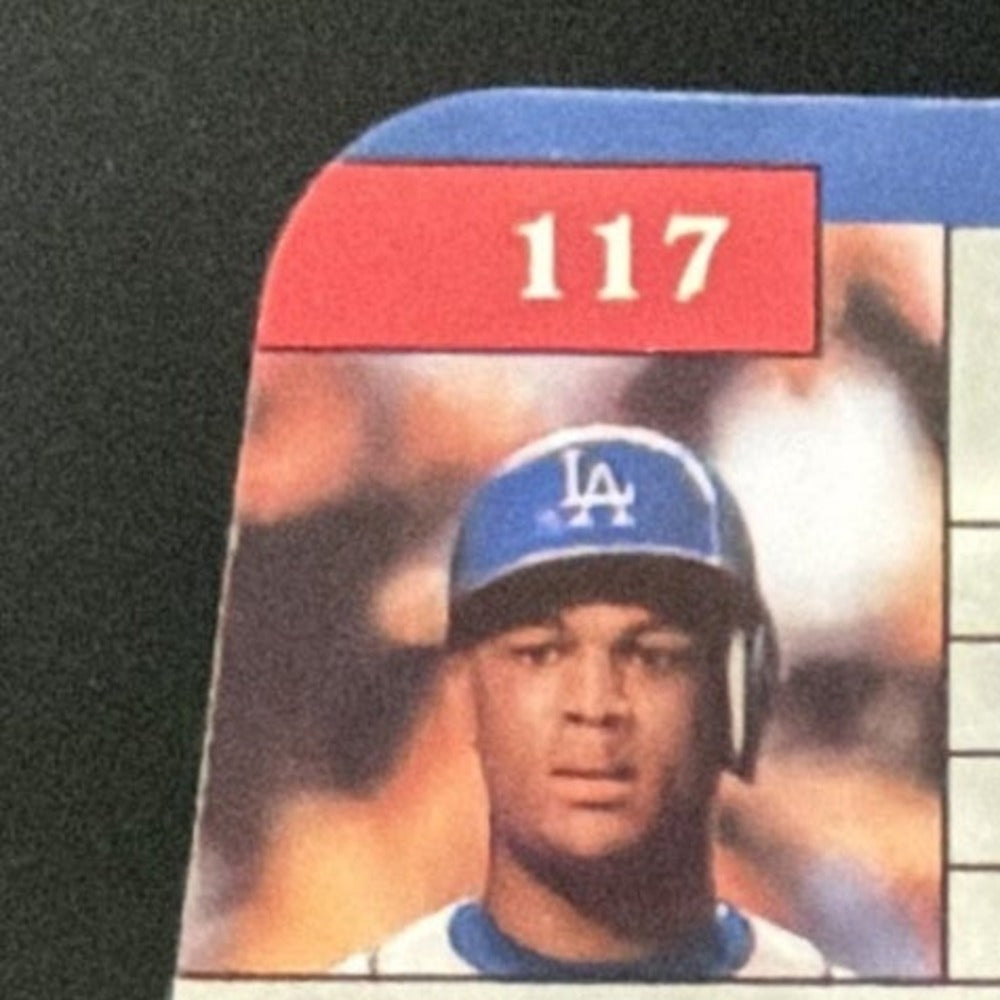 2003 Donruss Elite Aspirations Blue Die Cut Adrian Beltre /71 card - back top left corner close-up