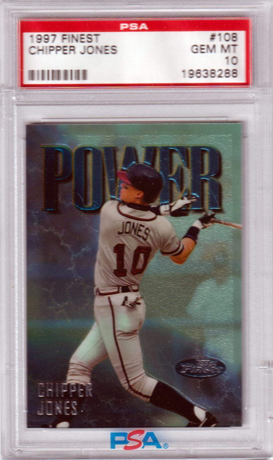 CHIPPER JONES 1997 Topps Finest #108 PSA 10 GEM MINT - BRAVES Pop 7