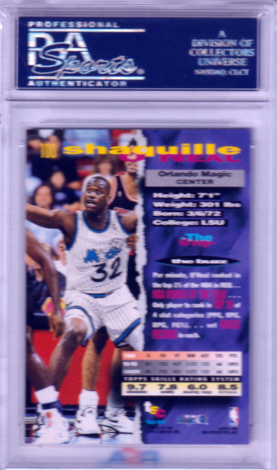 SHAQUILLE O'NEAL 1993-94 Topps Stadium Club RC Rookie #100 PSA 10 GEM MINT