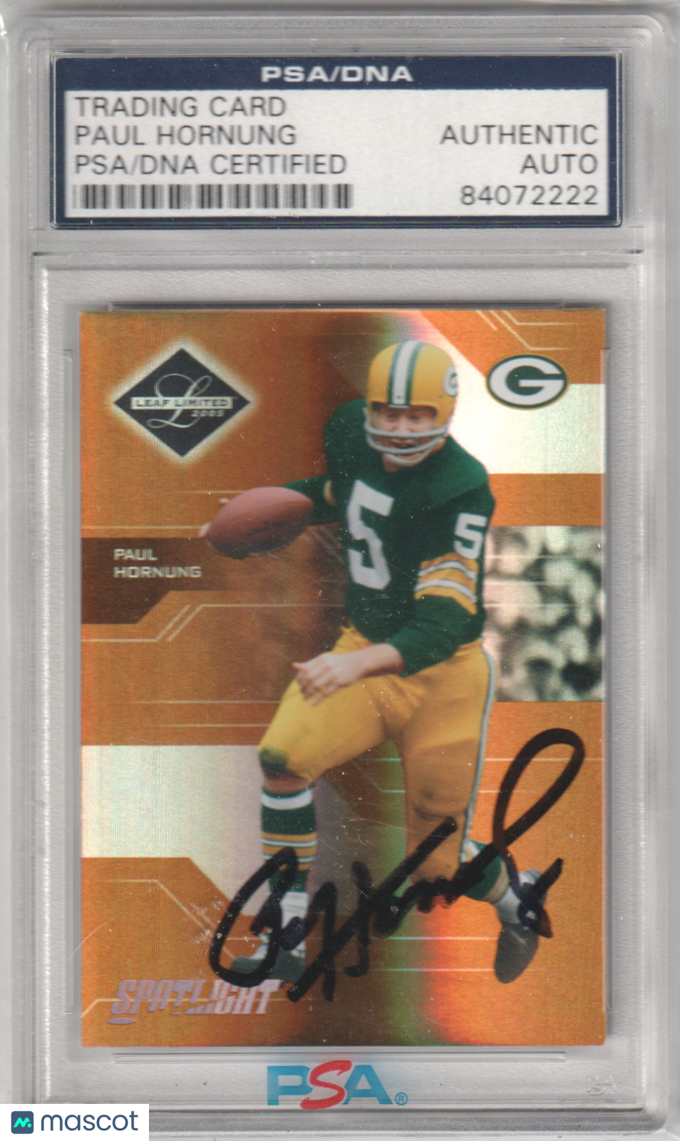 PAUL HORNUNG 2005 Leaf Limited Autograph Auto #136 PSA Authentic - PACKERS