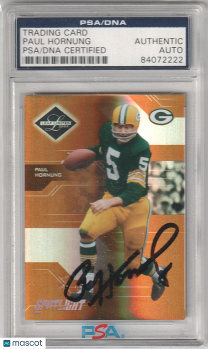 PAUL HORNUNG 2005 Leaf Limited Autograph Auto #136 PSA Authentic - PACKERS