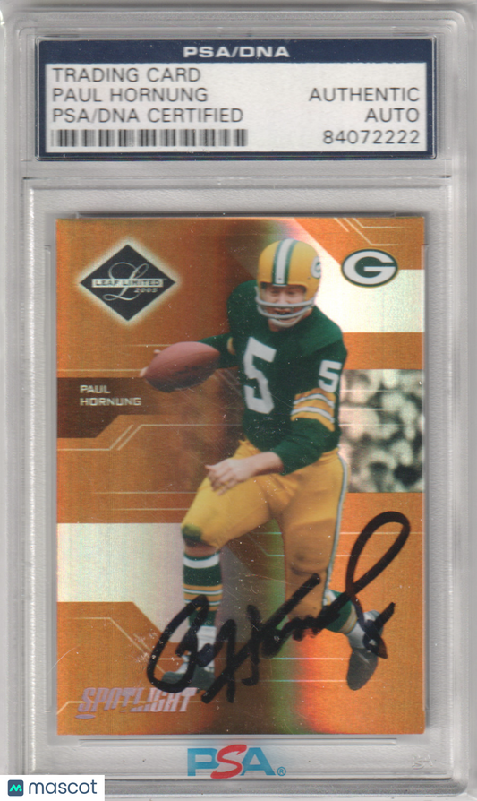 PAUL HORNUNG 2005 Leaf Limited Autograph Auto #136 PSA Authentic - PACKERS