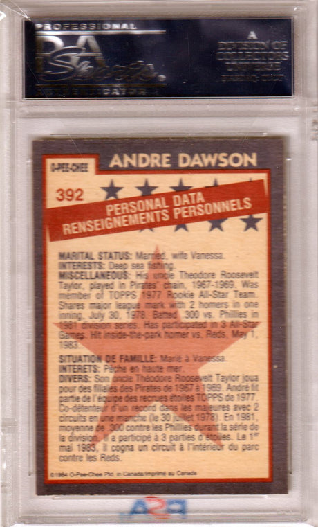 ANDRE DAWSON 1984 O-Pee-Chee #392 PSA 9 MINT - EXPOS