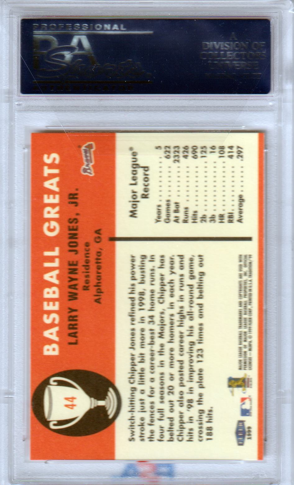 CHIPPER JONES 1999 Fleer Vintage 61 #44 PSA 10 GEM MINT - BRAVES Pop 7