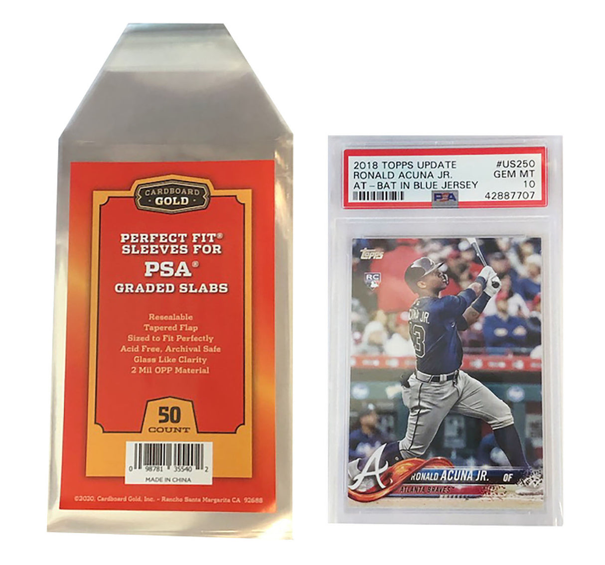50ct Perfect Fit Graded Cards Sleeves PSA Size No Logo - Cardboard Gold