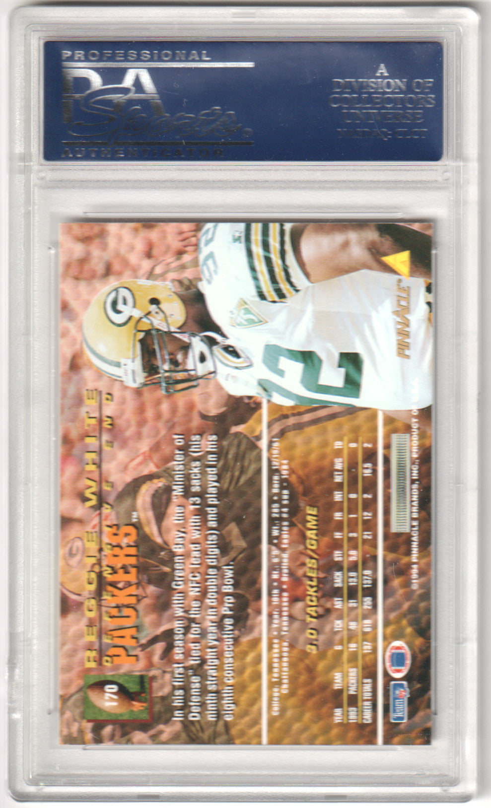 REGGIE WHITE 1994 Pinnacle #170 PSA 10 GEM MINT - PACKERS