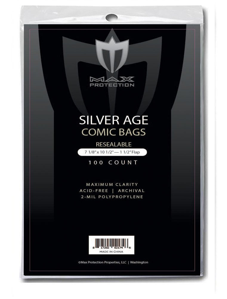 Silver Comic Bags - Resealable - 7-1/8x10-1/2 - 100ct Pack | Columbia Sports Cards & More.