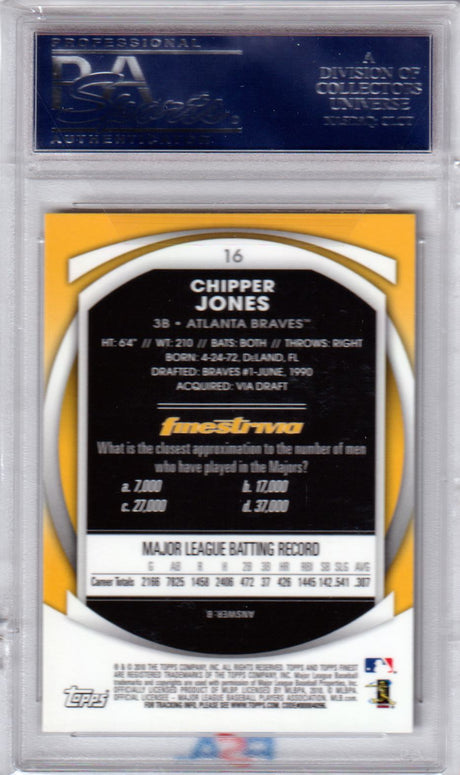 CHIPPER JONES 2010 Topps Finest #16 PSA 10 GEM MINT - BRAVES Pop 1