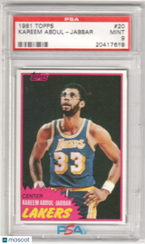 KAREEM ABDUL-JABBAR 1981 Topps #20 PSA 9 MINT - LAKERS