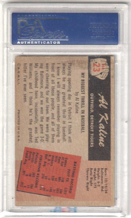 AL KALINE 1955 Bowman #23 PSA 4 VG-EX - TIGERS