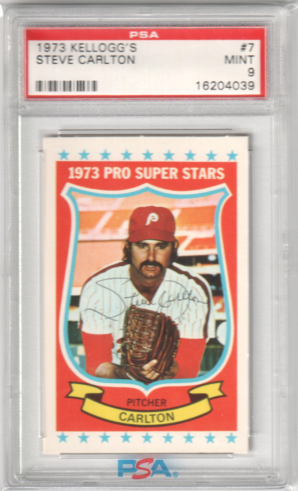 STEVE CARLTON 1973 Kellogg's Pro Stars #7 PSA 9 MINT - PHILLIES