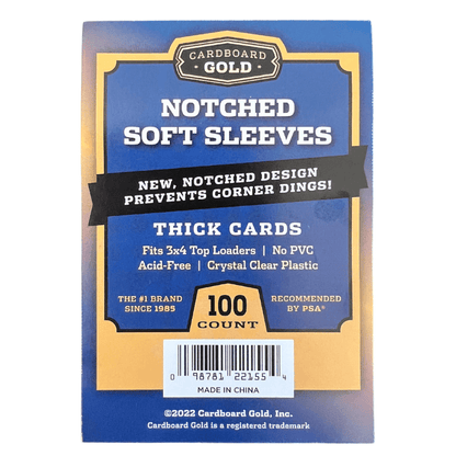 1000ct (10 packs) Notched Soft Card Sleeves for Thick Size Trading Cards - Columbia Hobby - Sports Card Boxes - Toploaders - Card Savers
