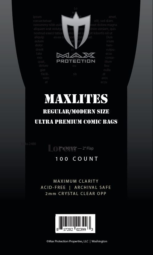 1000ct Case Maxlites 2 Current / Modern Comic Bags - 6 - 7/8x10 - 1/2" - Columbia Hobby - Sports Card Boxes - Toploaders - Card Savers