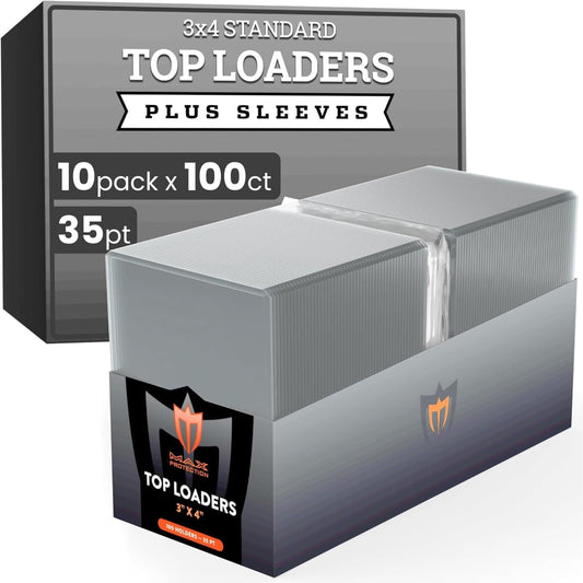 1000ct Case Ultra Max Pro 35pt Trading Card Toploaders plus Soft Sleeves | Crystal Clear Holders - Columbia Hobby - Sports Card Boxes - Toploaders - Card Savers