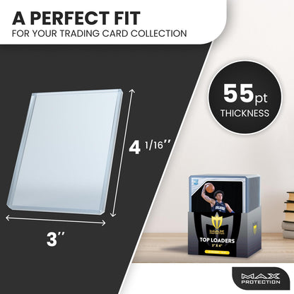 1000ct Case Ultra Max Pro 55pt Trading Card Toploaders | Crystal Clear Holders - Columbia Hobby - Sports Card Boxes - Toploaders - Card Savers