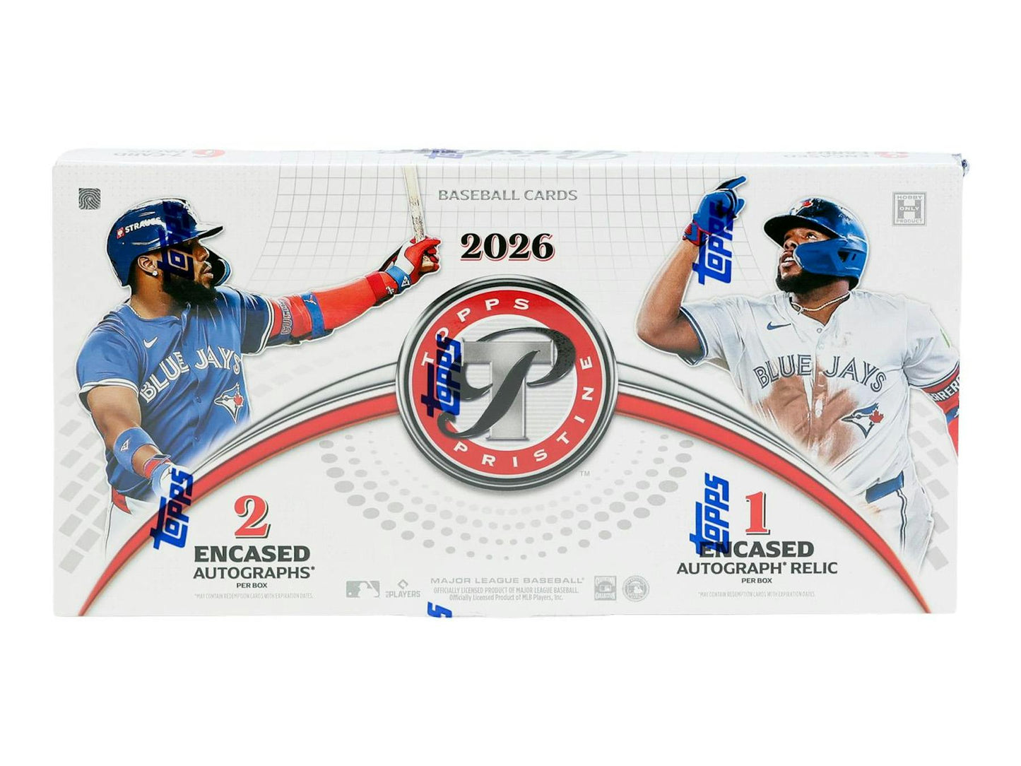 2026 Topps Pristine Baseball Hobby Box sealed product.
Back of the 2026 Topps Pristine Baseball Hobby Box with product information.
2026 Topps Pristine Baseball trading card pack.
2026 Topps Pristine Baseball cards featuring Chrome designs, autographs, and relics.