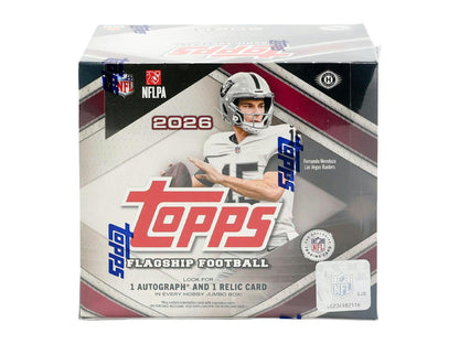 2026 Topps Football Hobby Jumbo Box
2026 Topps Football Jumbo exclusive Sandglitter parallels
2026 Topps Football rookie trading cards
2026 Topps Football Hobby Jumbo autograph and relic cards