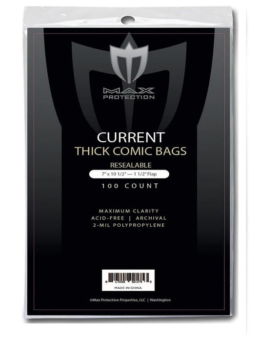 100ct Pack Current / Modern Resealable Thick Comic Bags - 7 x 10 1/2 - Columbia Hobby - Sports Card Boxes - Toploaders - Card Savers