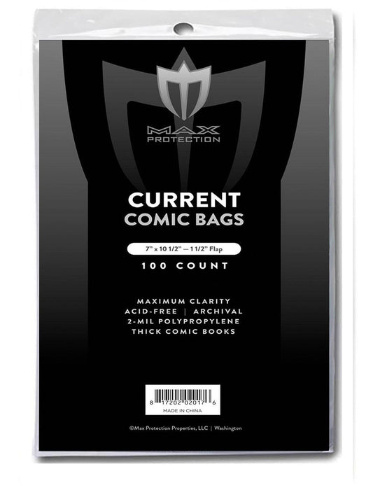 100ct Pack Current / Modern Thick Comic Bags - 7 x 10 1/2 - Columbia Hobby - Sports Card Boxes - Toploaders - Card Savers