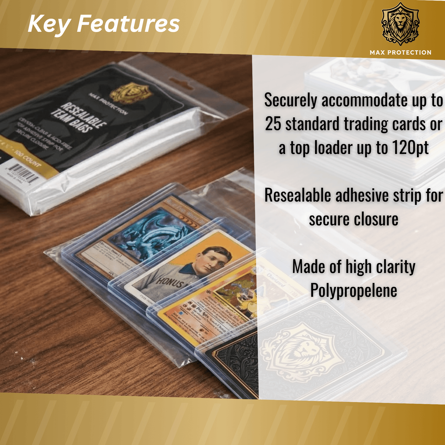100ct Pack Resealable Team Bags / Sleeves - Max Protection - Columbia Hobby - Sports Card Boxes - Toploaders - Card Savers