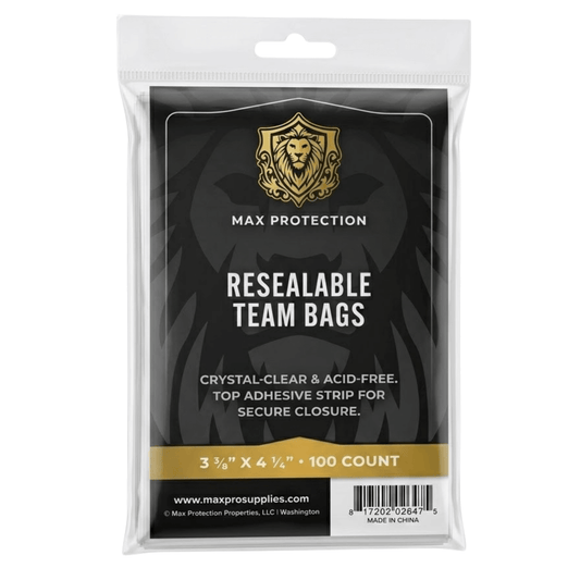 100ct Pack Resealable Team Bags / Sleeves - Max Protection - Columbia Hobby - Sports Card Boxes - Toploaders - Card Savers