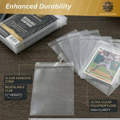 100ct Pack Resealable Team Bags / Sleeves - Max Protection - Columbia Sports Cards