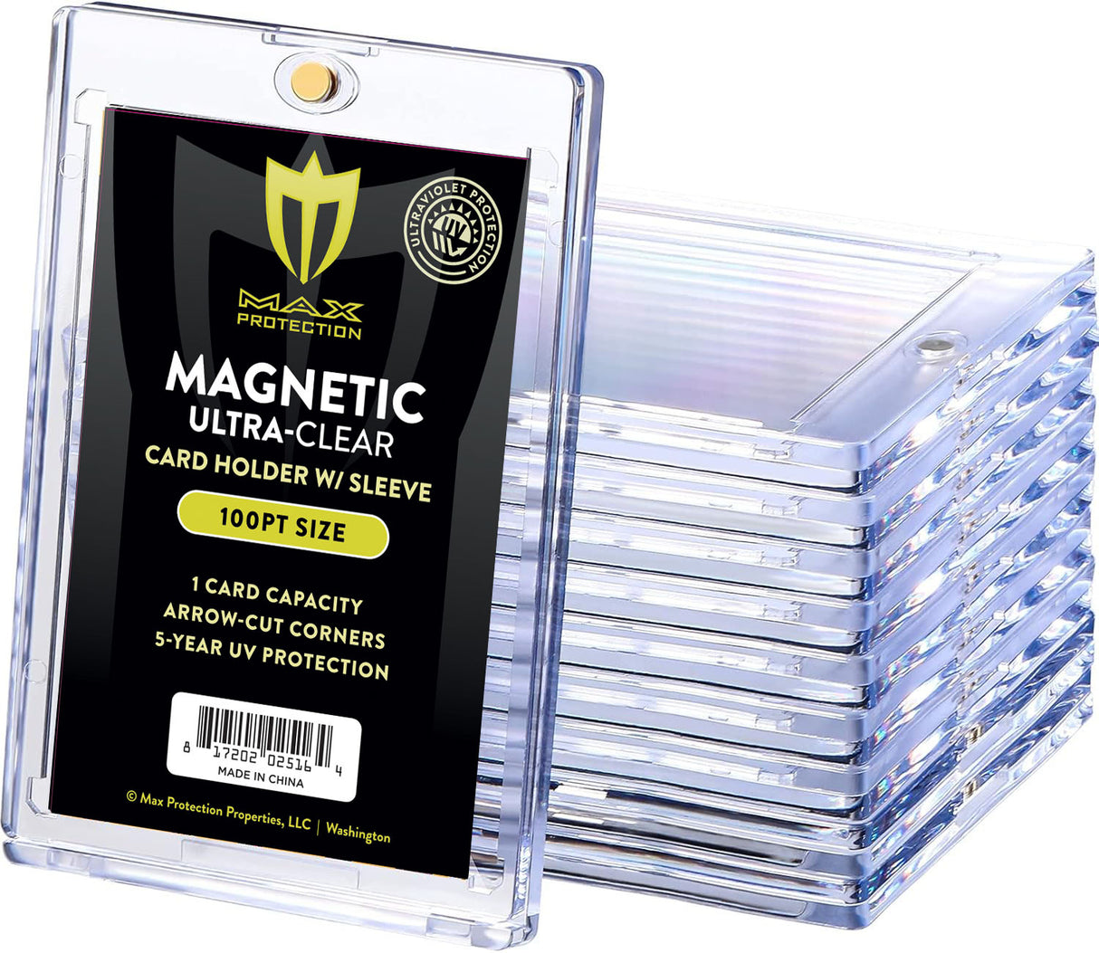 Max Pro Ultra Clear Magnetic Card Holder 100pt w/Sleeve Size