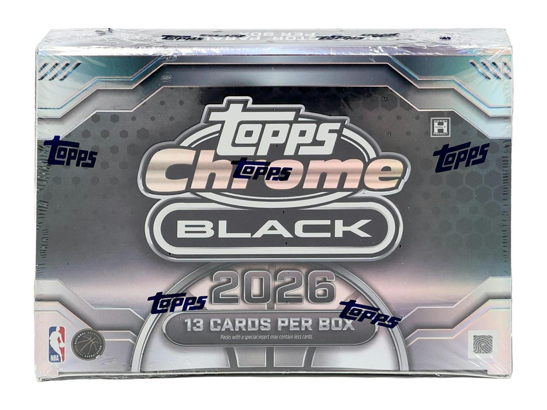 2025/26 Topps Chrome Black Basketball Hobby Box
Topps Chrome Black Basketball encased autograph card
2025/26 Topps Chrome Black Basketball rookie cards
Topps Chrome Black Basketball Home Court short print card