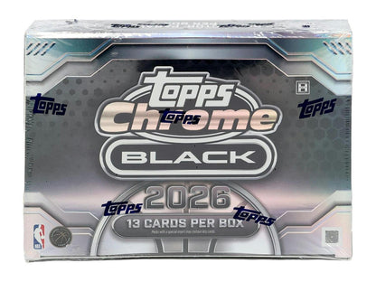 2025/26 Topps Chrome Black Basketball Hobby Box
Topps Chrome Black Basketball encased autograph card
2025/26 Topps Chrome Black Basketball rookie cards
Topps Chrome Black Basketball Home Court short print card