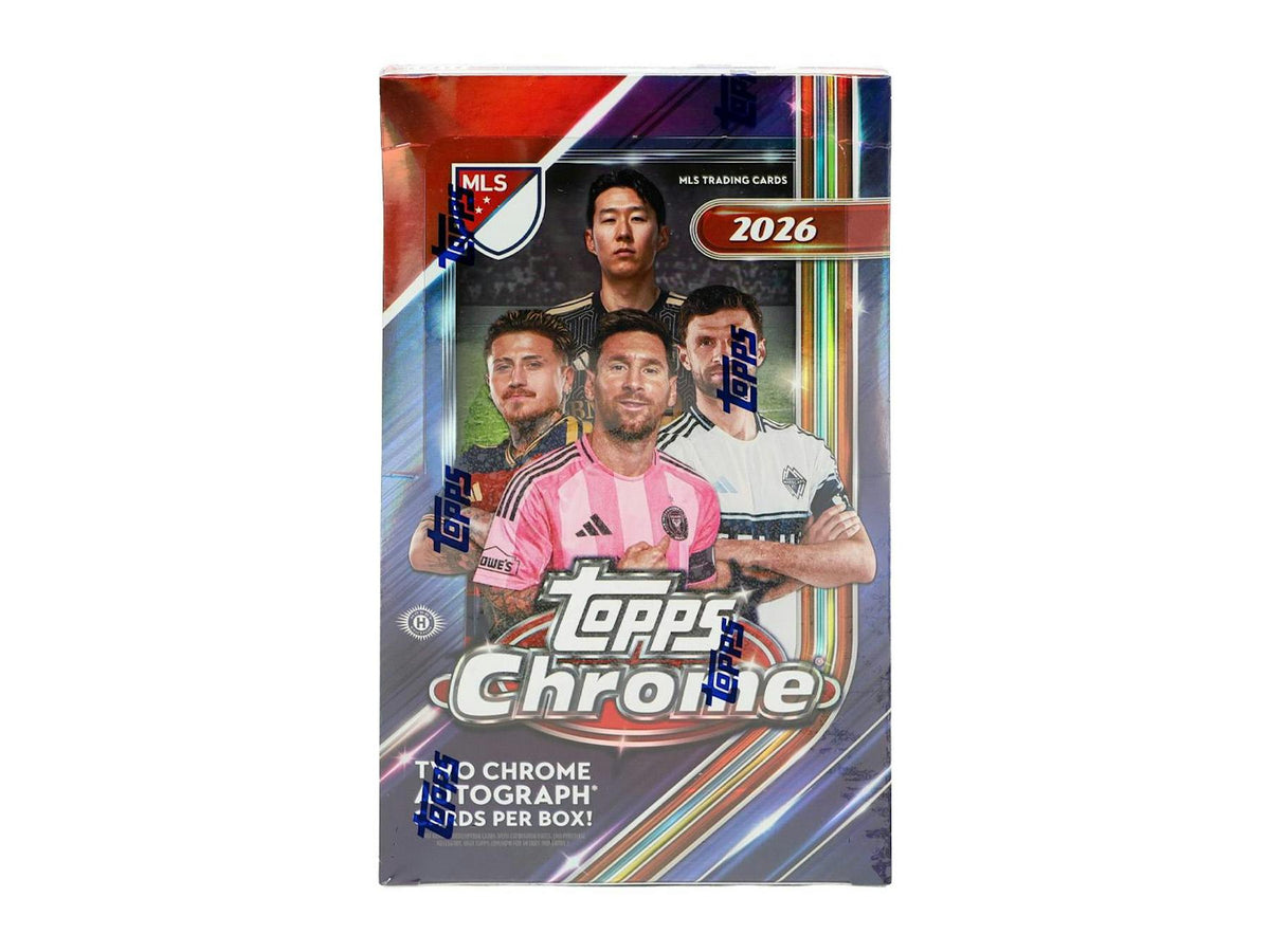 2026 Topps Chrome MLS Major League Soccer Hobby Box
2026 Topps Chrome MLS Hobby exclusive Prism and Lava parallels
2026 Topps Chrome MLS Chrome autograph cards
2026 Topps Chrome MLS Debut Patch Autograph cards
2026 Topps Chrome MLS Renaissance Autographs featuring premium on-card signatures
2026 Topps Chrome MLS Helix and Pearlers case hit inserts