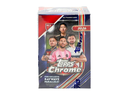 2026 Topps Chrome MLS Major League Soccer Blaster Box
2026 Topps Chrome MLS Blaster exclusive Mini Diamond parallels
2026 Topps Chrome MLS Helix and Pearlers case hit inserts
2026 Topps Chrome MLS Chrome autograph and dual autograph cards
2026 Topps Chrome Major League Soccer insert cards