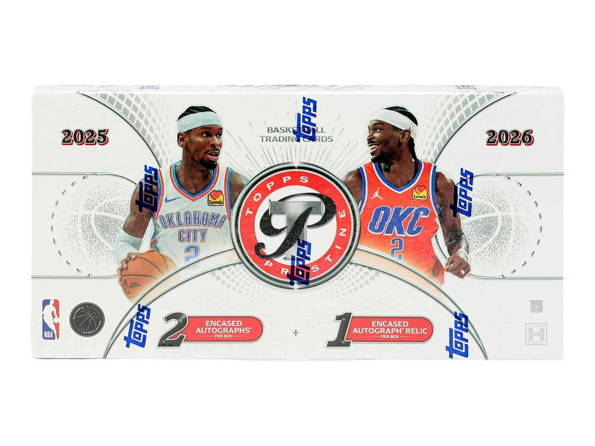 2025/26 Topps Pristine Basketball Hobby Box
2025/26 Topps Pristine Basketball encased autograph card
2025/26 Topps Pristine Basketball encased autograph relic card
2025/26 Topps Pristine Basketball rookie autograph card
2025/26 Topps Pristine Basketball Personal Endorsement autograph card
2025/26 Topps Pristine Basketball Pristine Pair dual autograph card
2025/26 Topps Pristine Basketball Pristine Pieces autograph relic card
2025/26 Topps Pristine Basketball Precisionaries insert card
2025/26 Topps Pristine