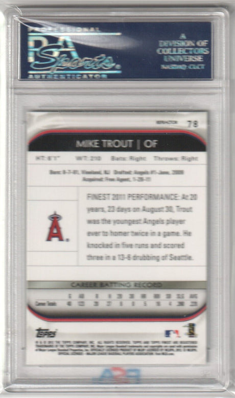 MIKE TROUT 2012 Topps Finest Refractor #78 PSA 10 - GEM MINT - ANGELS