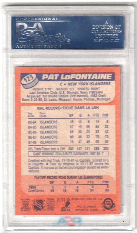 PAT LaFONTAINE 1988-89 O-PEE-CHEE #123 PSA 9 MINT - RANGERS