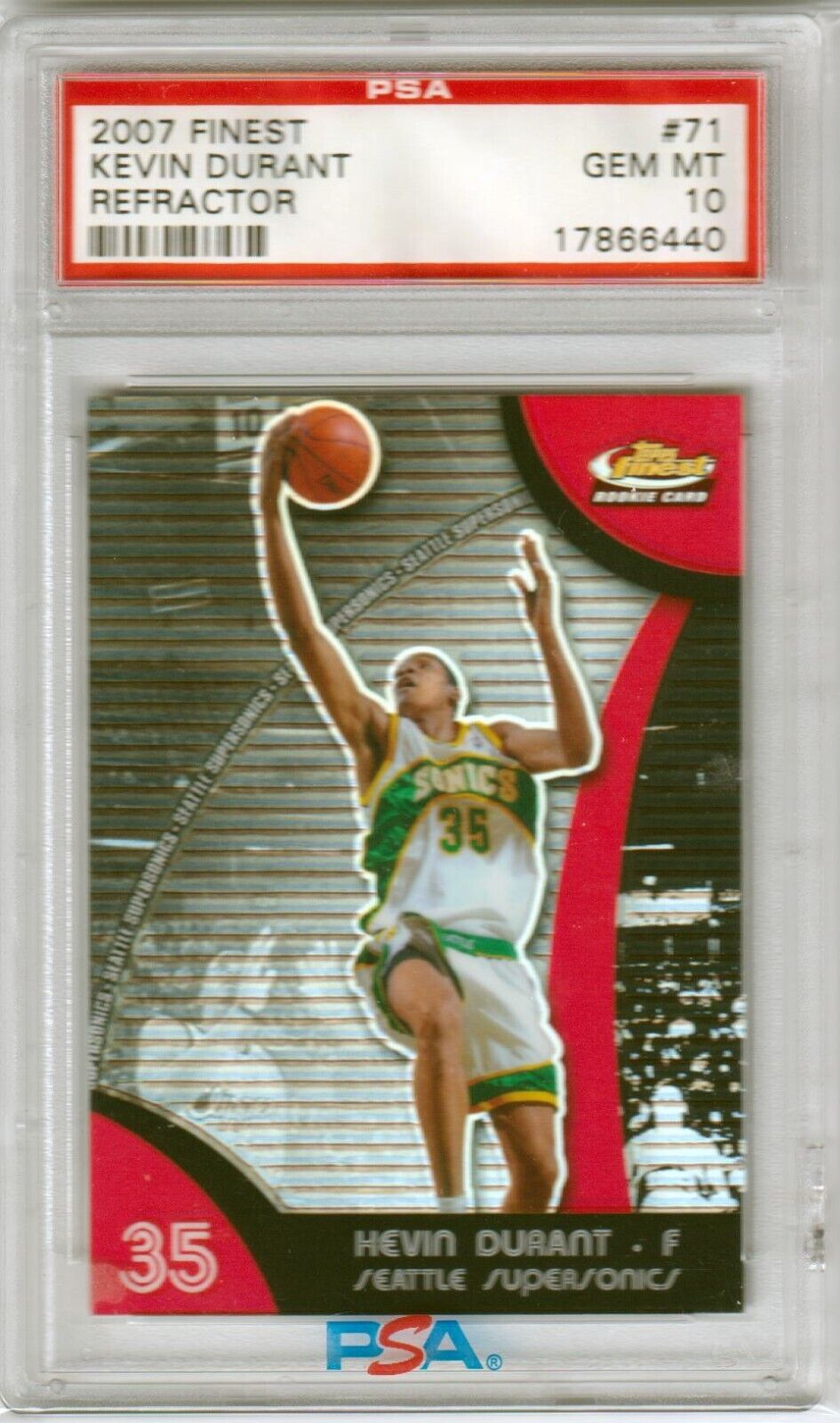 KEVIN DURANT 2007-08 Topps Finest Refractor RC Rookie #71 PSA 10 GEM MINT