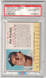 DON DRYSDALE 1963 Post Cereal #123 PSA Authentic - DODGERS