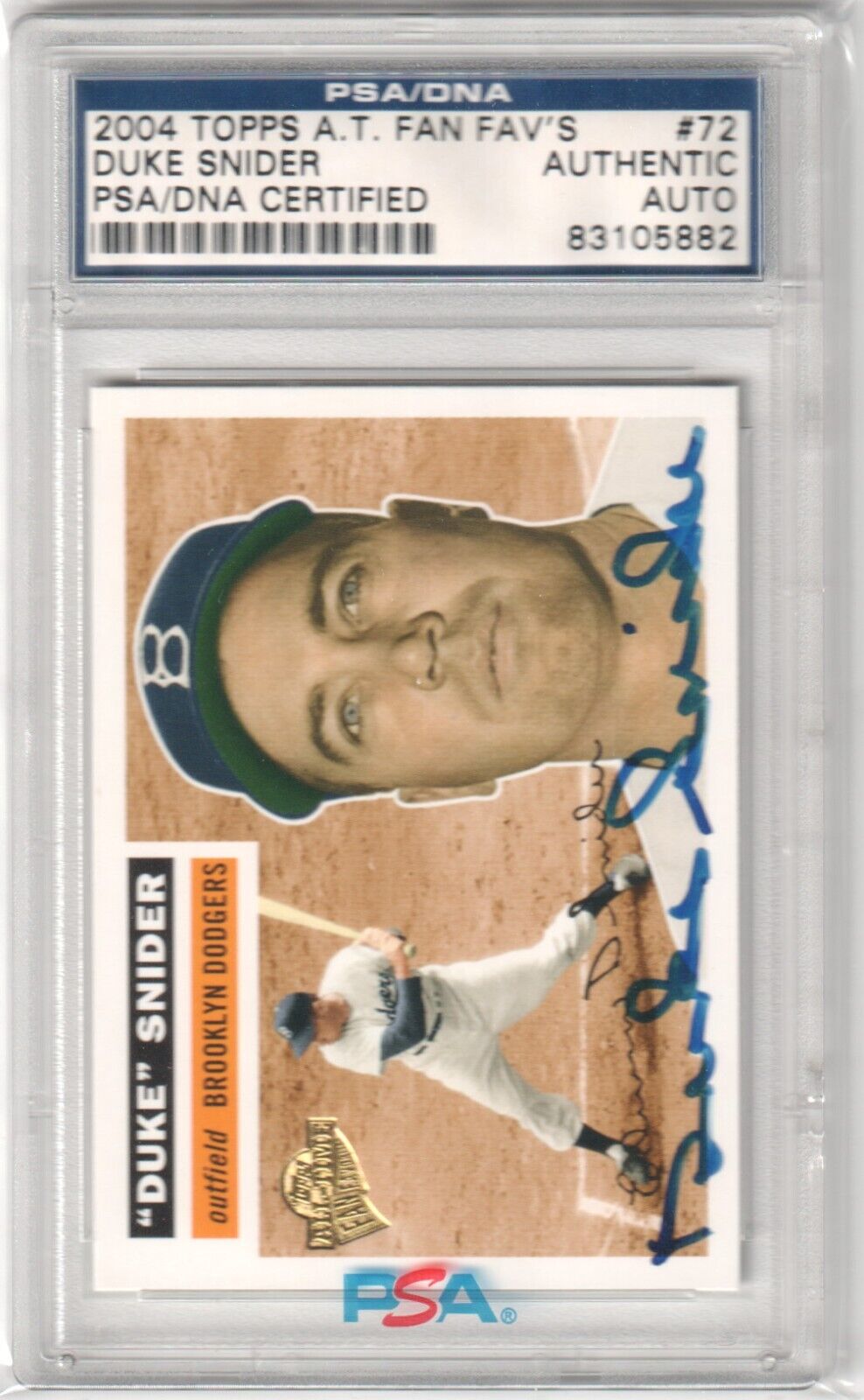 DUKE SNIDER 2004 Topps Fan Favorites Autograph Auto #72 PSA Certified - DODGERS